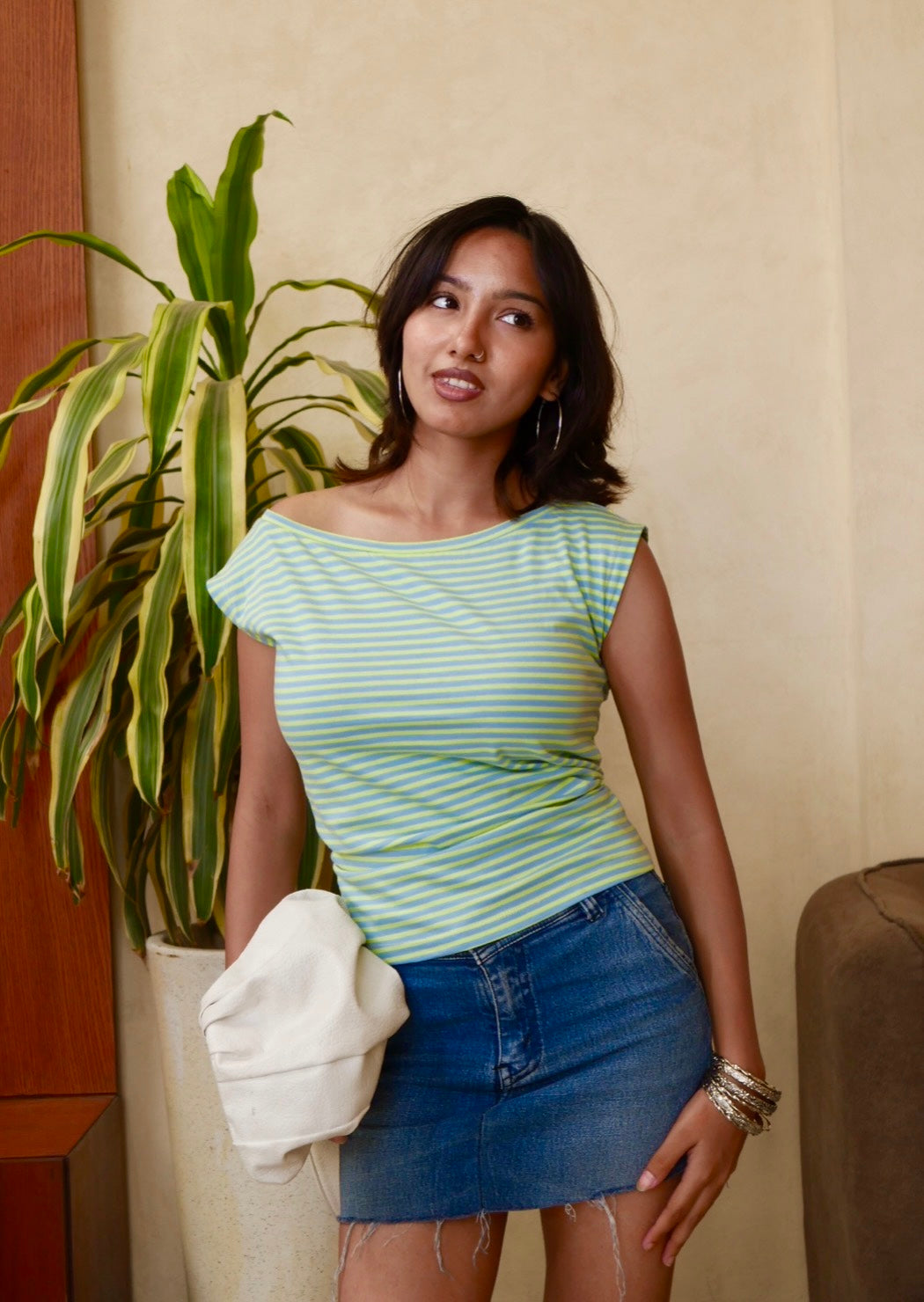 Lime Blue Drop Shoulder